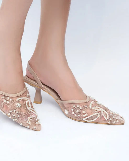 Trending EMBROIDERY HEEL - BEIGE