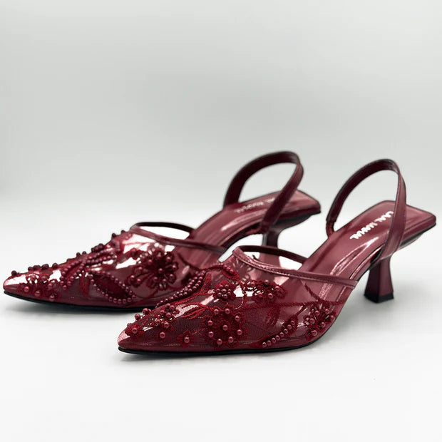 Trending EMBROIDERY HEEL - MAROON